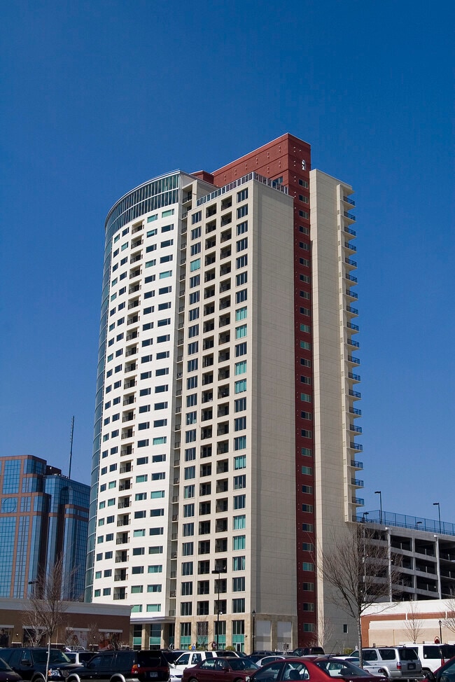A look to the northwest from the parking lot - The Manhattan Apartments