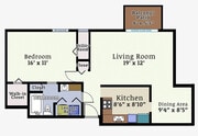 1 Bedroom 1 Bath Mid Rise Floorplan
