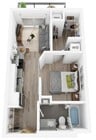 Plano D | 1 dormitorio, 1 baño