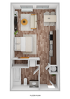 Studio 3D Floor Plan Furnished