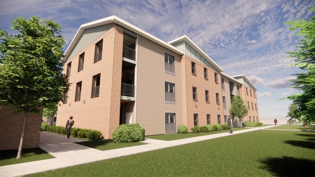 Rendering of exterior - Commonwealth Court Apartments
