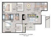 Two Bedrooms, Two Bathrooms, 1011 sqft, Patio/Balcony, Full-Size Washer/Dryer Connections, Fireplace, Two Walk-in Closets