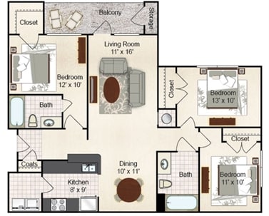 3x2 1137SF sq ft 1137-1137 - Sycamore