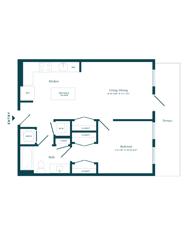 Floor Plan - 1 Bed/1 Bath-A07