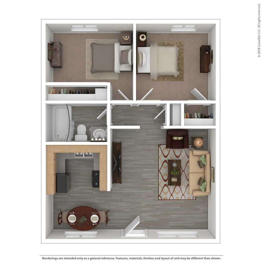 Floor Plan - Two Bedroom, One Bath West