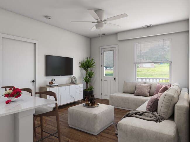 3BR, 2BA 2nd fl. - 1,110SF - Living Room - Bishop Pond Residences Apartments