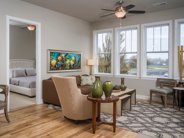 Living Area & Bedroom View