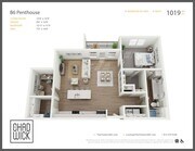One Bedroom Penthouse with a Flex Den, One Bath