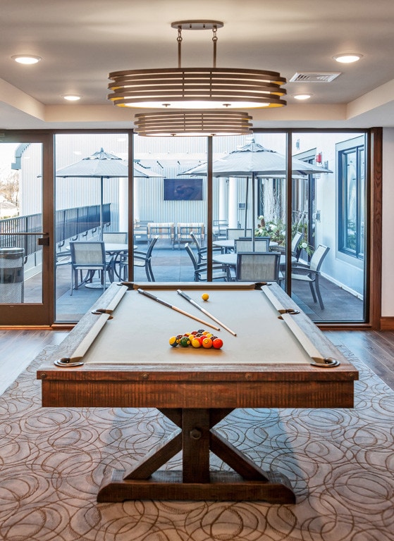 Our clubroom opens up to the outdoor lounge for the perfect place to hang out with friends