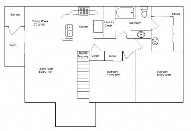 Floor Plan - 2 Bedroom 1 Bath 