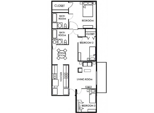 3 bed 2 bath