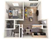 1 bedroom, 1 bathroom