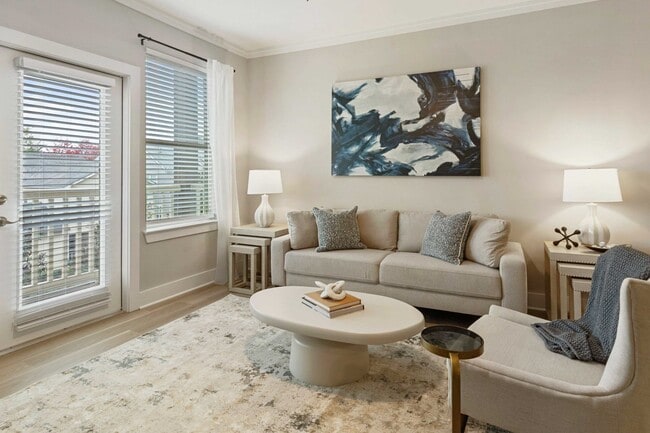 Large windows and crown molding