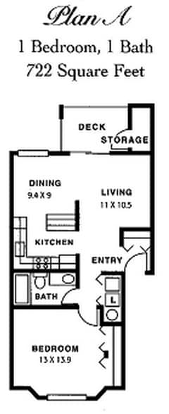 A - A - 1 bed 1 bath