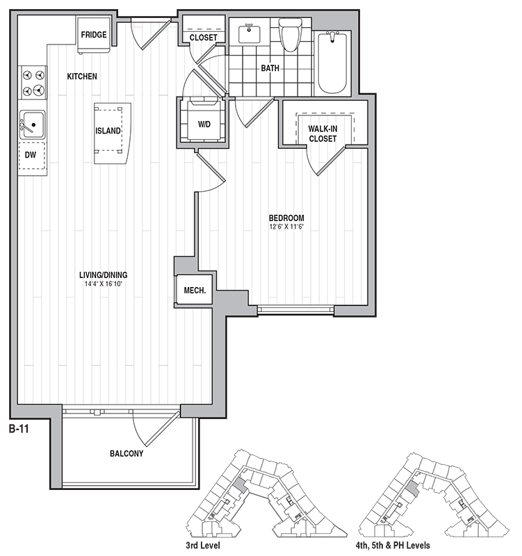 Floor Plan - 1 Bed 1 Bath 699