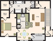 B | 1x1 | 839 sq ft