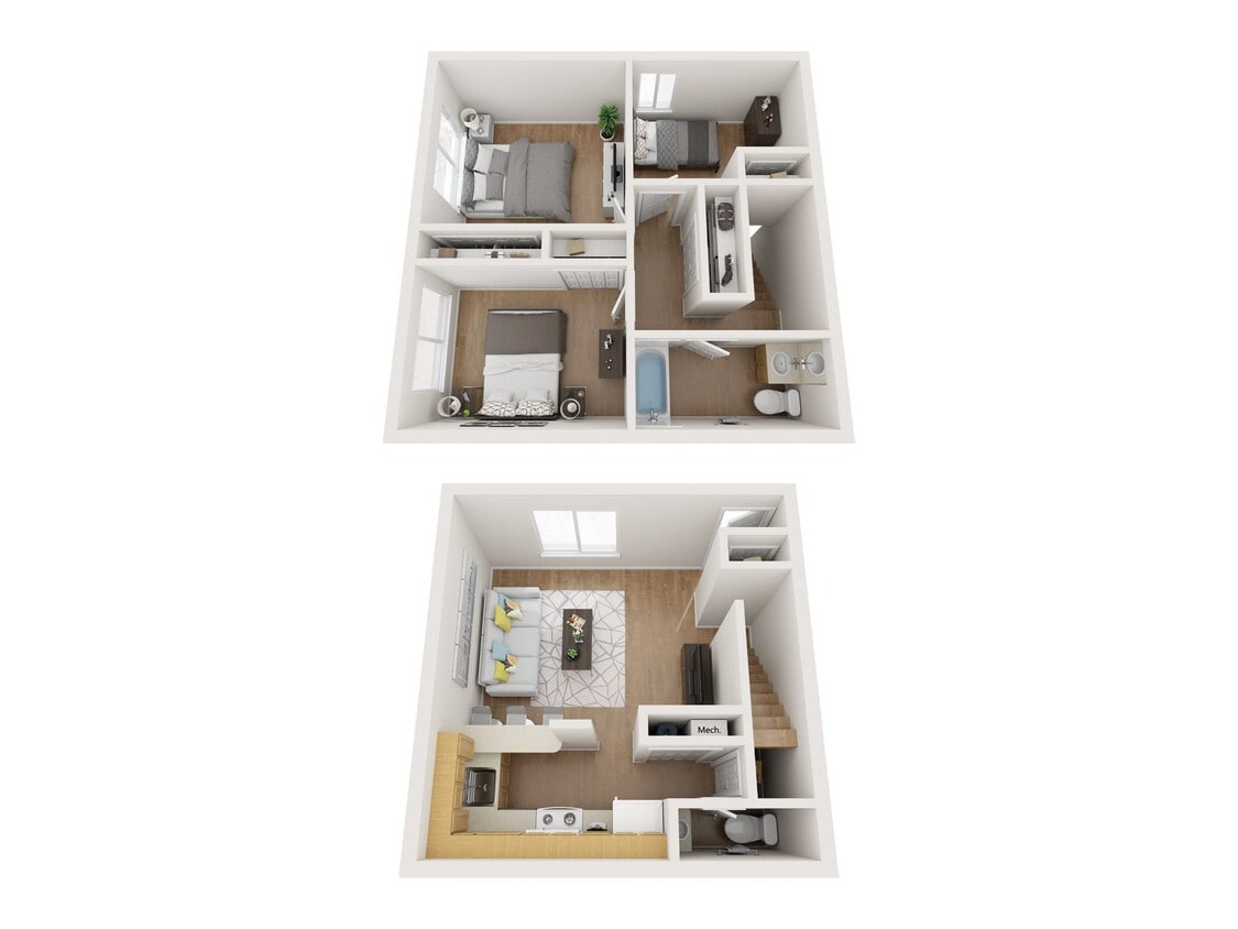 Floor Plan - Sleek 3 Bedroom, 1.5 Bath Townhome