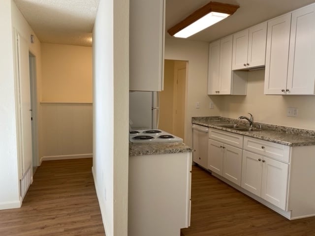 New Kitchen cabinets dishwasher and microwave over full size electric oven