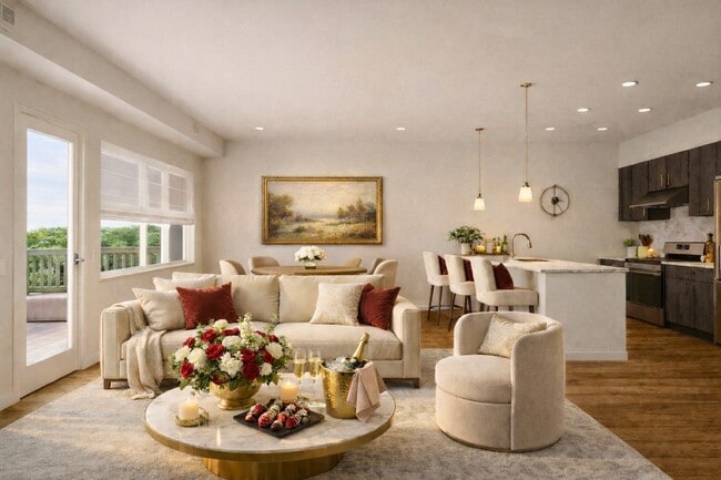 Living room and kitchen area