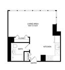 Studio One Bath (464 SF)