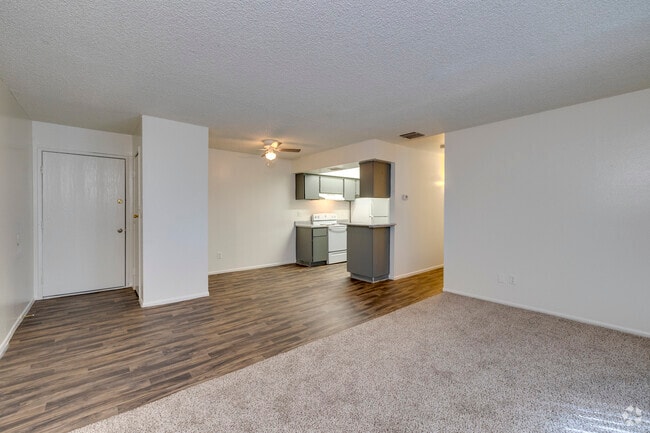 2BR, 2BA - 878SF - Living Room & Dining Area - San Aurelio