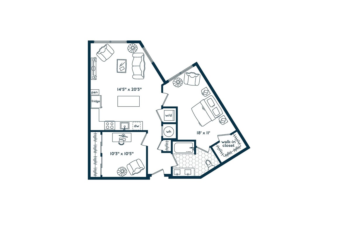 One Bedroom One Bath Den (909 SF) - One Bedroom One Bath Den (909 SF)
