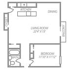 1 BR, 1 BA