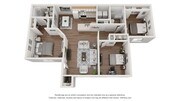 A 3D floor plan rendering of The Agave floor plan.