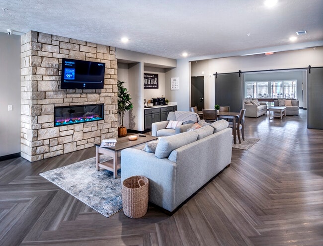 Clubhouse amenities with fireplace
