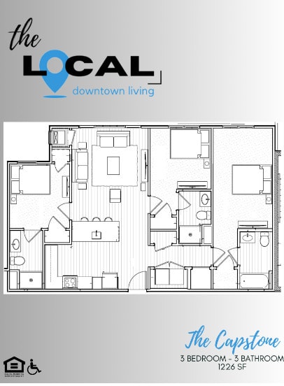 The Capstone 3 Bed 3 Bath 1226 SF
