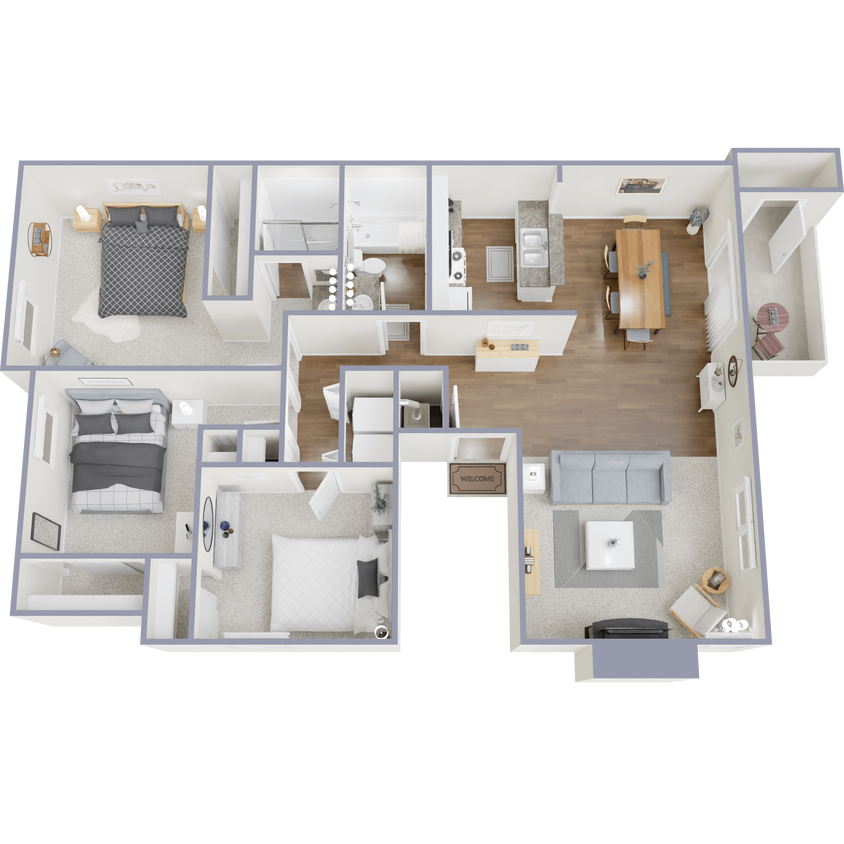 Floor Plan - 3A Three Bedroom Flat