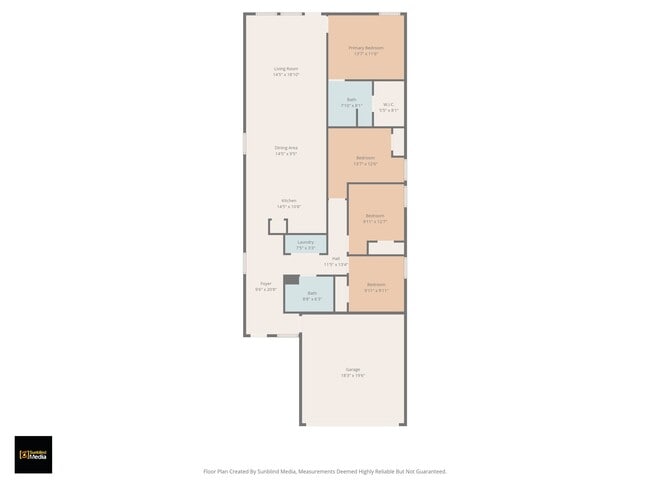 El plano de planta muestra el espacio habitable abierto y el atractivo plano de planta dividido. - 25409 Carnation Ct
