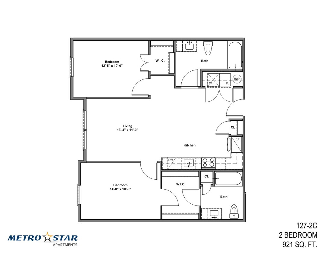 Floor Plan - Two Bed Two Bath 
