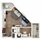 Explore this thoughtfully designed studio apartment, perfect for urban living.