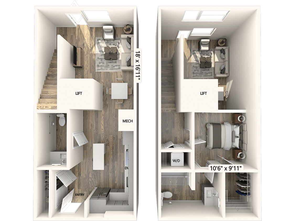 Floor Plan - A1L-887sf-Apt102