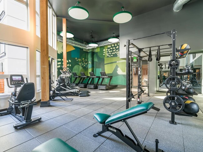 Our fitness center on the club-quality level includes a TRX station, spin bikes, and fitness on-demand.
