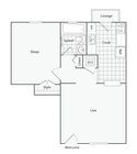 1 BR x 1 BA - A Floorplan