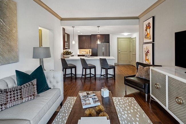 Hardwood flooring and contrasting crown molding