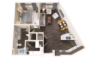 One Bedroom Apartment with Dual Vanity and Spacious Living Spaces