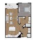 Explore the contemporary layout of this chic apartment, designed with open spaces for modern living.
