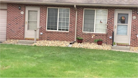 Outside of the apartments.