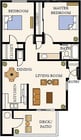 2bd/1ba Redwood Floorplan