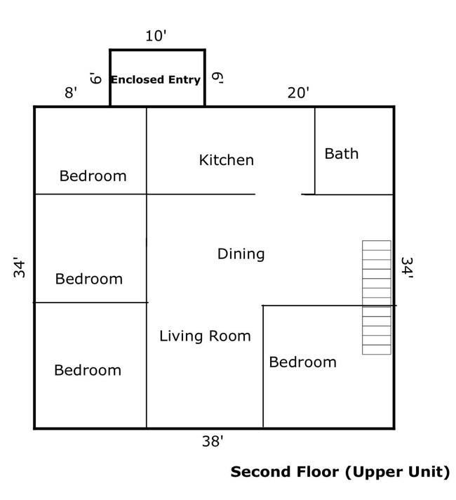 Plano de planta para la planta superior - 362 W Scott St Unidad Upper