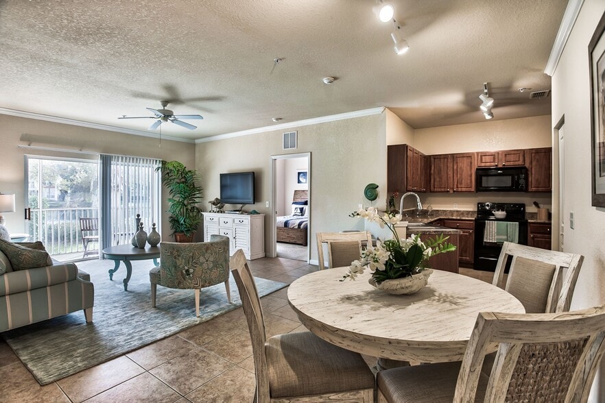 Open concept kitchen and living area