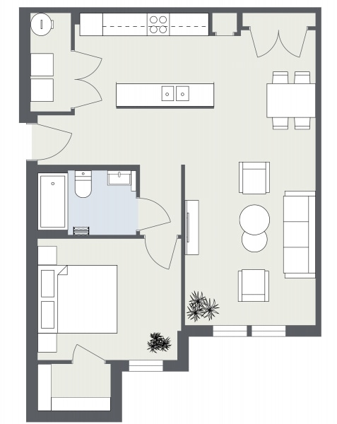 Monroe 1 Bedroom - Level 1 - 2D Floor Plan.jpg - Monroe Landings