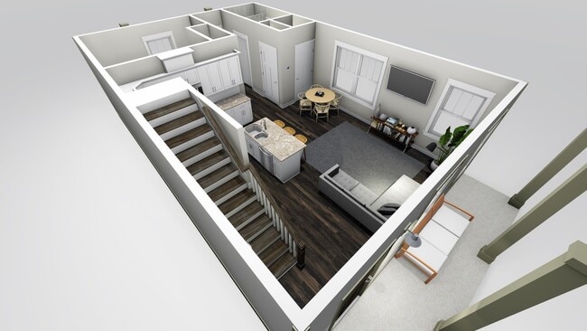 First floor rendering viewed from front left corner - 710 Buchanan St Unit 13