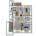 B4 Floor Plan - 2 Bedroom, 1.5 Bath
