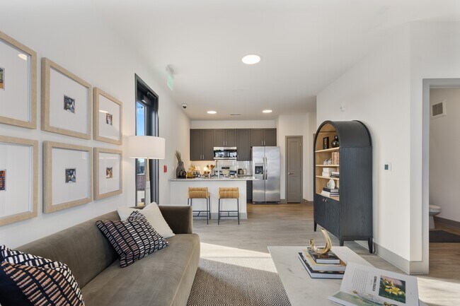 Model Apartment Living Room and Kitchen at Montage