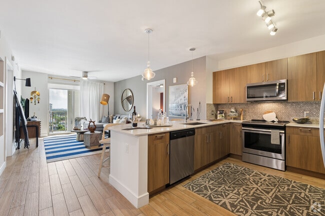 2BR, 2BA - 1,159SF - Kitchen/Living Room