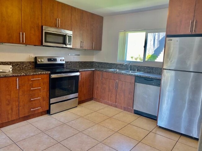Kitchen with stainless steel appliances